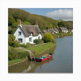 Cottages On A River Canvas Print