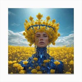 Woman In A Field Of Flowers 1 Canvas Print