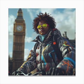 Big Ben London cyclist Canvas Print