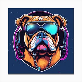 Bulldog With Headphones and goggles Canvas Print