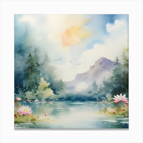 Water Lily Painting Canvas Print