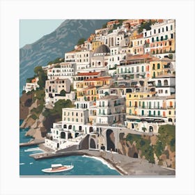 273632 Amalfi Coast, Italy Illustration Art Print Canvas Print