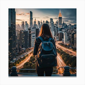 Busy City Skyline Canvas Print