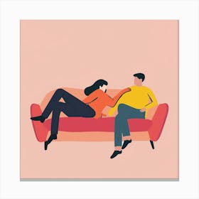 Couple Sitting On Couch 1 Canvas Print