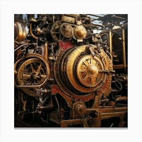 Firefly Steampunk, Train, Victoria, Station, London, Closeup, Industrial, Vintage, Gears, Brass, Mec (3) Canvas Print