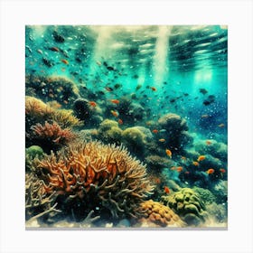 Watercolor Coral Reef Canvas Print