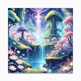 A Fantasy Forest With Twinkling Stars In Pastel Tone Square Composition 407 Canvas Print