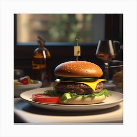 Burger On A Plate 64 Canvas Print