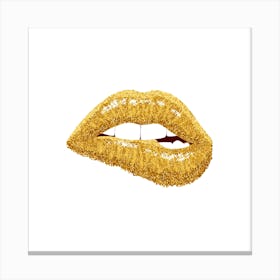 Gold Glitter Lips Canvas Print