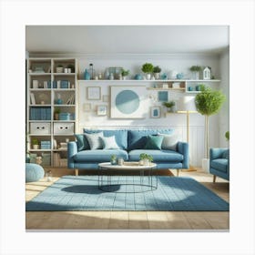 Blue Living Room 1 Canvas Print