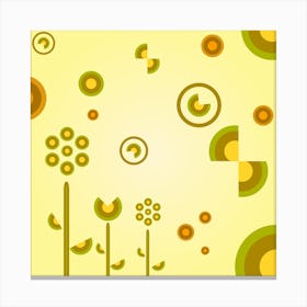 ABSTRACT SHAPE AND FLOWERS WITH YELLOW BACKGROUND Canvas Print