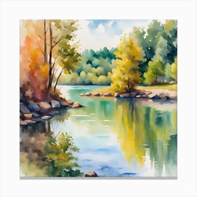 Watercolor Of A River 2 Canvas Print