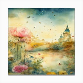 Watercolor Of A Castle Canvas Print