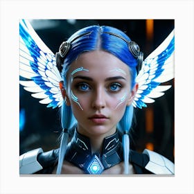 Futuristic Girl With Wings 11 Canvas Print