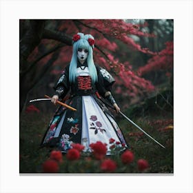 Fantasy art, grimms inspired, lady, “”, low-tech, glimmer, multicolored cyberpunks, kinetics photography, death Alice in Wonderland, geisha flowers, death manga, music samurai, 3 Canvas Print