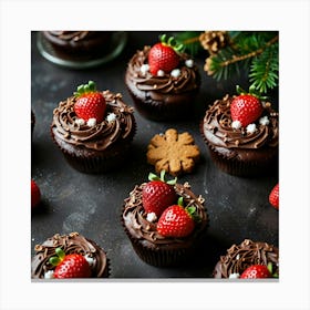 Leonardo Lightning Xl Christmas Dessert With Chocolate And Str 3 Canvas Print