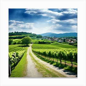 Plant Green Tree Grass Texture Scenic Rural City Farm Building Lane Road Background Clo (2) Canvas Print