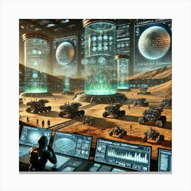 A Futuristic Scene Showing The Terraforming Comman Canvas Print