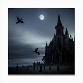Gothic Church At Night Canvas Print