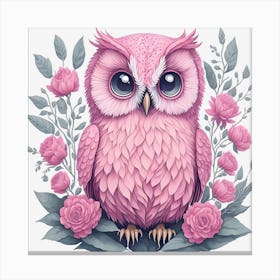 Cute Pink Owl (1) Canvas Print