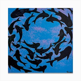 Black Moon of Fish Canvas Print