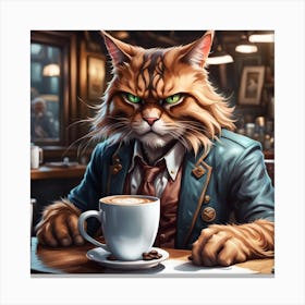 Cat In A Coffee Shop Canvas Print