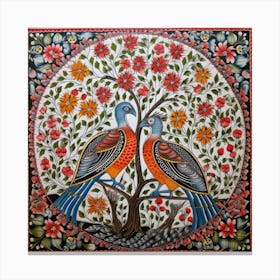 Peacocks On A Tree Canvas Print