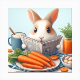 Rabbit Reading Newspaper 2 Canvas Print
