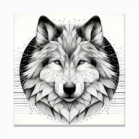 Wolf Head - Abstract Line Art Illustration 67 Canvas Print