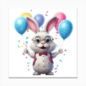 Bunny With Balloons Canvas Print