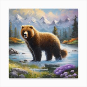 Brown Bear By The River Canvas Print