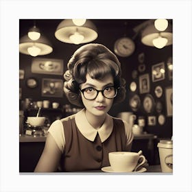 Girl In Glasses Canvas Print