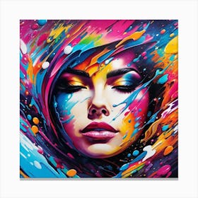 Colorful Woman'S Face Canvas Print