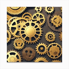 Gold Gears Background 6 Canvas Print