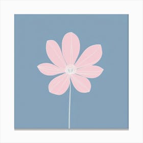 A White And Pink Flower In Minimalist Style Square Composition 108 Canvas Print