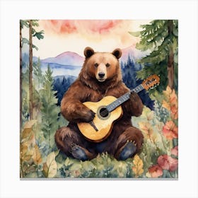 Bear Playing Guitar 3 Canvas Print