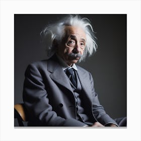 Einstein Realistic AI image in Grey Blazer Canvas Print