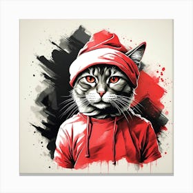 Cat In Red Hat Canvas Print