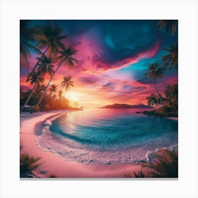 Beach Sea Nature Ocean Sunset Happy Sky Travel Sun Water Canvas Print