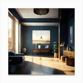 Blue Living Room 3 Canvas Print