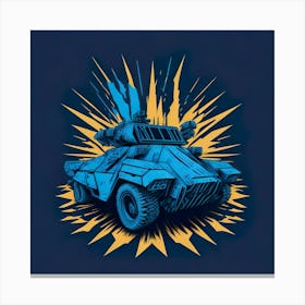 Car Blue Artwork Of Graphic Design Flat (120) Canvas Print