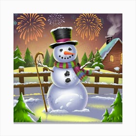 A Snowman With A Top Hat And A Cane Is S Tkoeazjvtu2vp K8fshrmg 1hdecdejqoi63t Ymhykja Canvas Print