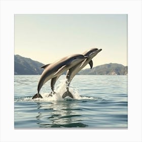 Dolphins Leaping Out Of The Water Canvas Print