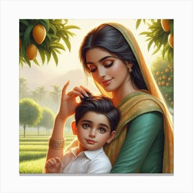 Beautiful relationship of mother and children Canvas Print