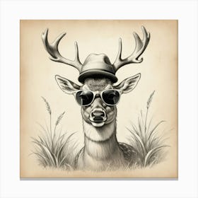 Deer In Sunglasses 2 Canvas Print