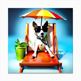 Dog On A Beach Chair Canvas Print