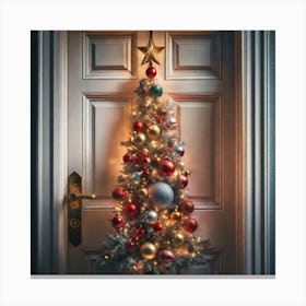 Christmas Decoration On Home Door Haze Ultra Detailed Film Photography Light Leaks Larry Bud Me (1) Canvas Print