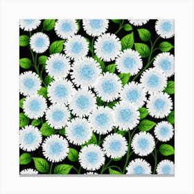 White Flowers On A Black Background 1 Canvas Print