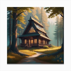 Library In The Woods Canvas Print
