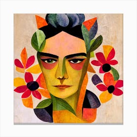 Frida Kahlo With Flowers 1 Canvas Print